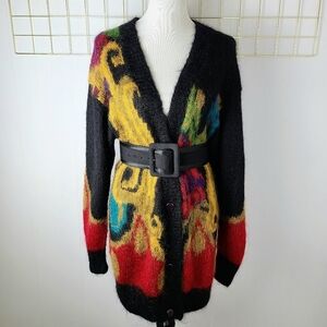 Michelle Stuart Collections Hand Knit Mohair Shaggy Fuzzy Cardigan Sweater